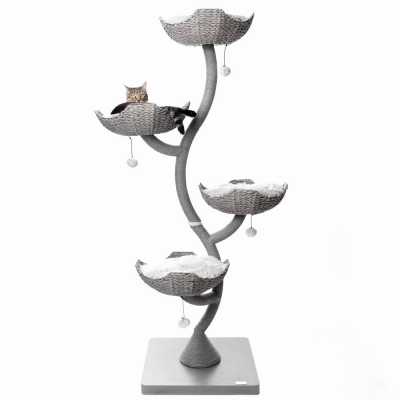 The Iverson Luxury Wood & Woven Cat Tree for Large Cats