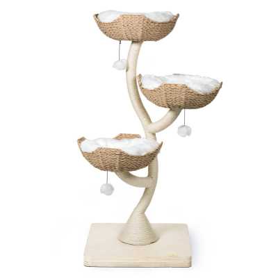 The Iverson 3 Luxury Wood & Woven Cat Tree for Large Cats