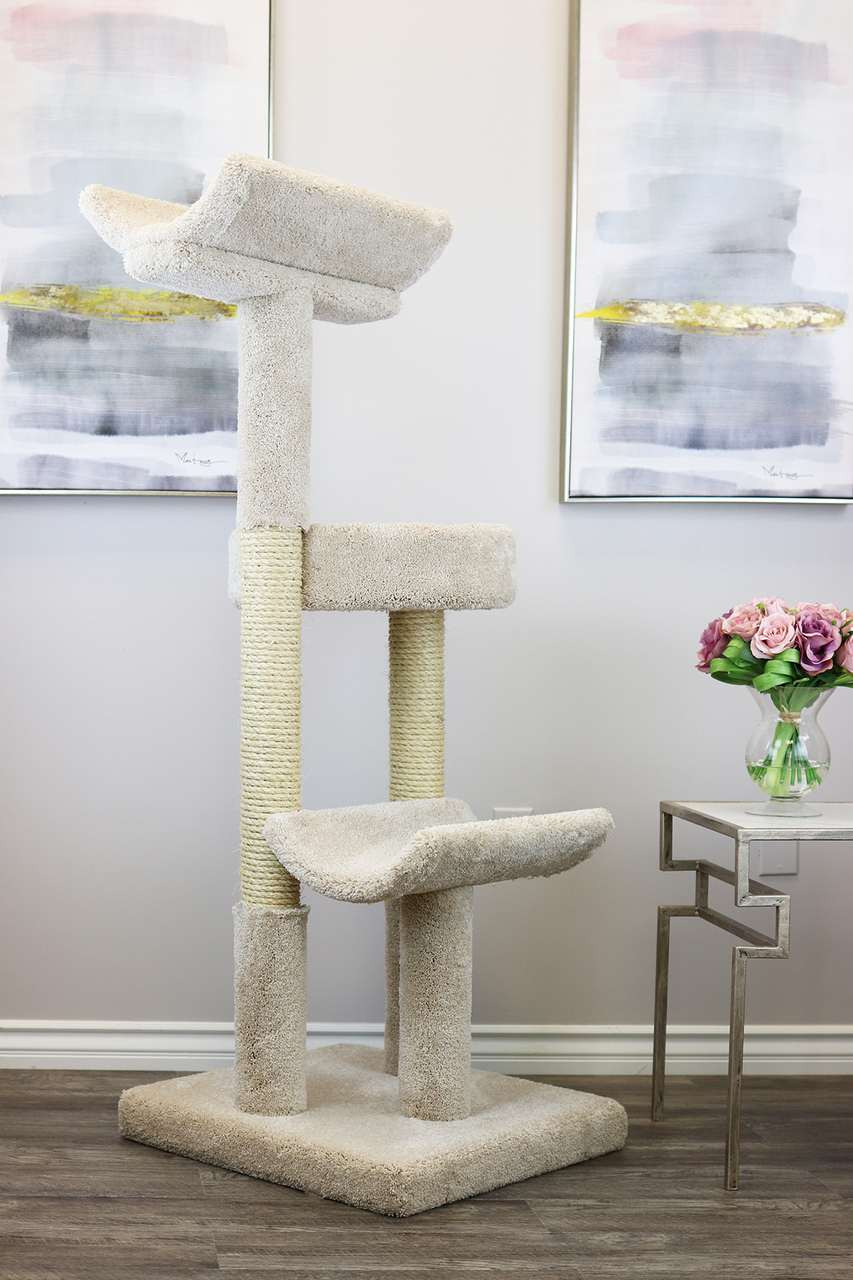 Cat's Choice Solid Wood Double Scratching Post Cat Tower - 130077 ...