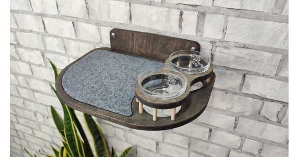 Wall-Mounted Cat Feeding/Feeder Shelf