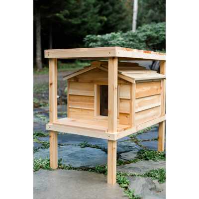 Large Cedar Insulated Cat House with Platform and Loft