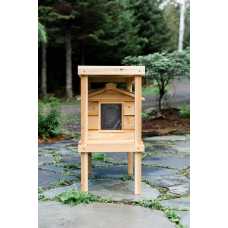 Small Cedar Insulated Cat or Small Dog House with Platform and Loft