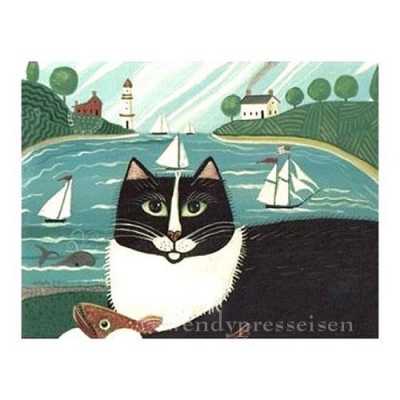 Fishing Cat Art Print - CatsPlay Superstore