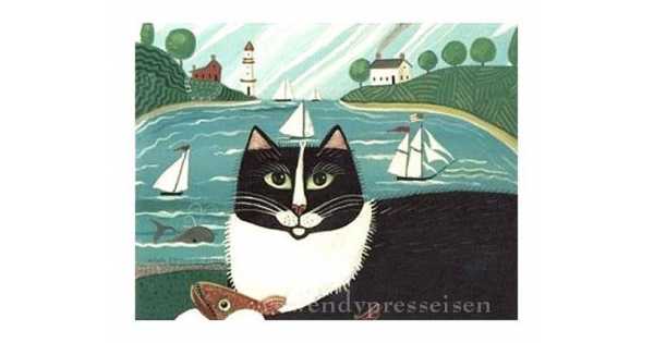 Fishing Cat Art Print - CatsPlay Superstore